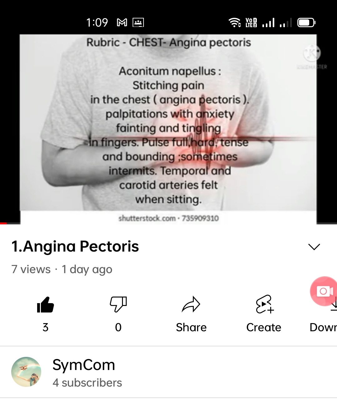 A symptom comparison audio in YouTube about Angina pectoris.